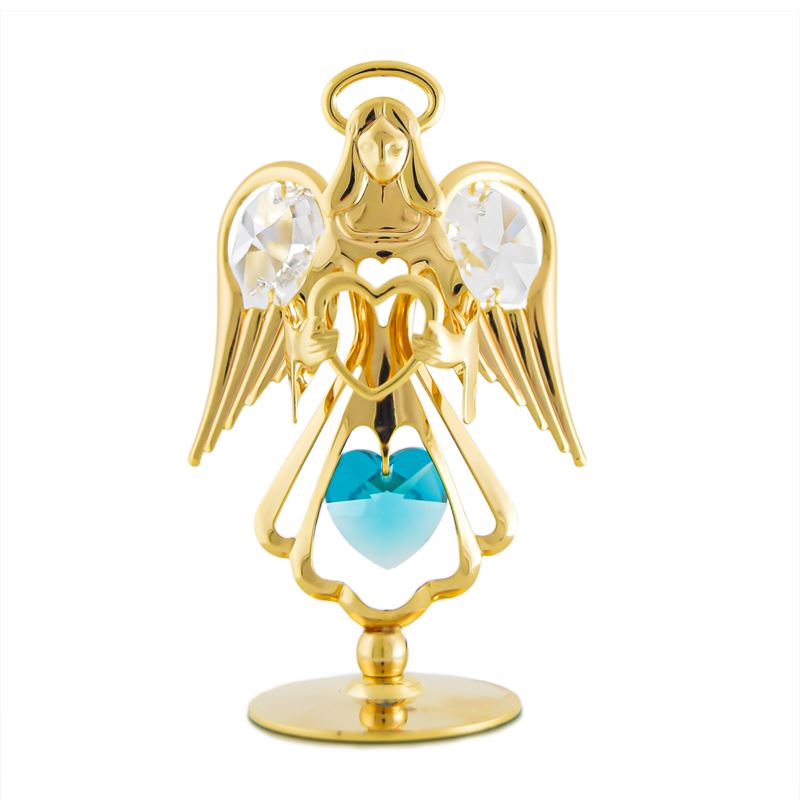24k Gold Plated Guardian Angel w/ Heart, Swarovski Crystal| Mascot USA