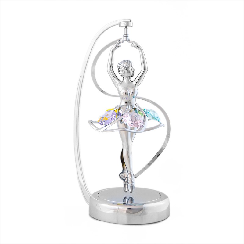 Renderen elk Kaap Chrome Plated Revolving Ballerina on Stand w/Swarovski Crystal  (Mixed/Violet) | Mascot International Inc.