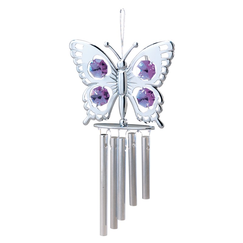 Mascot Chrome Butterfly in Heart Music Box (7 Color Options)- Featuring Crystal Best Gift for Thanksgiving Wedding Valentine's Birthday Moth並行輸入
